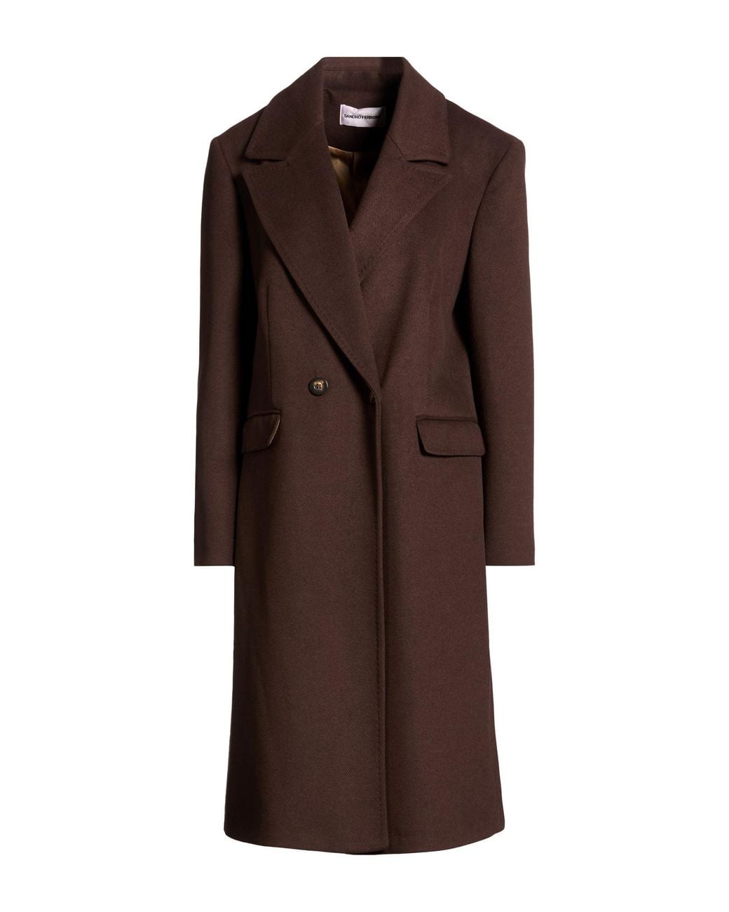 Sandro Ferrone Brown Dark Coat Polyester, Viscose