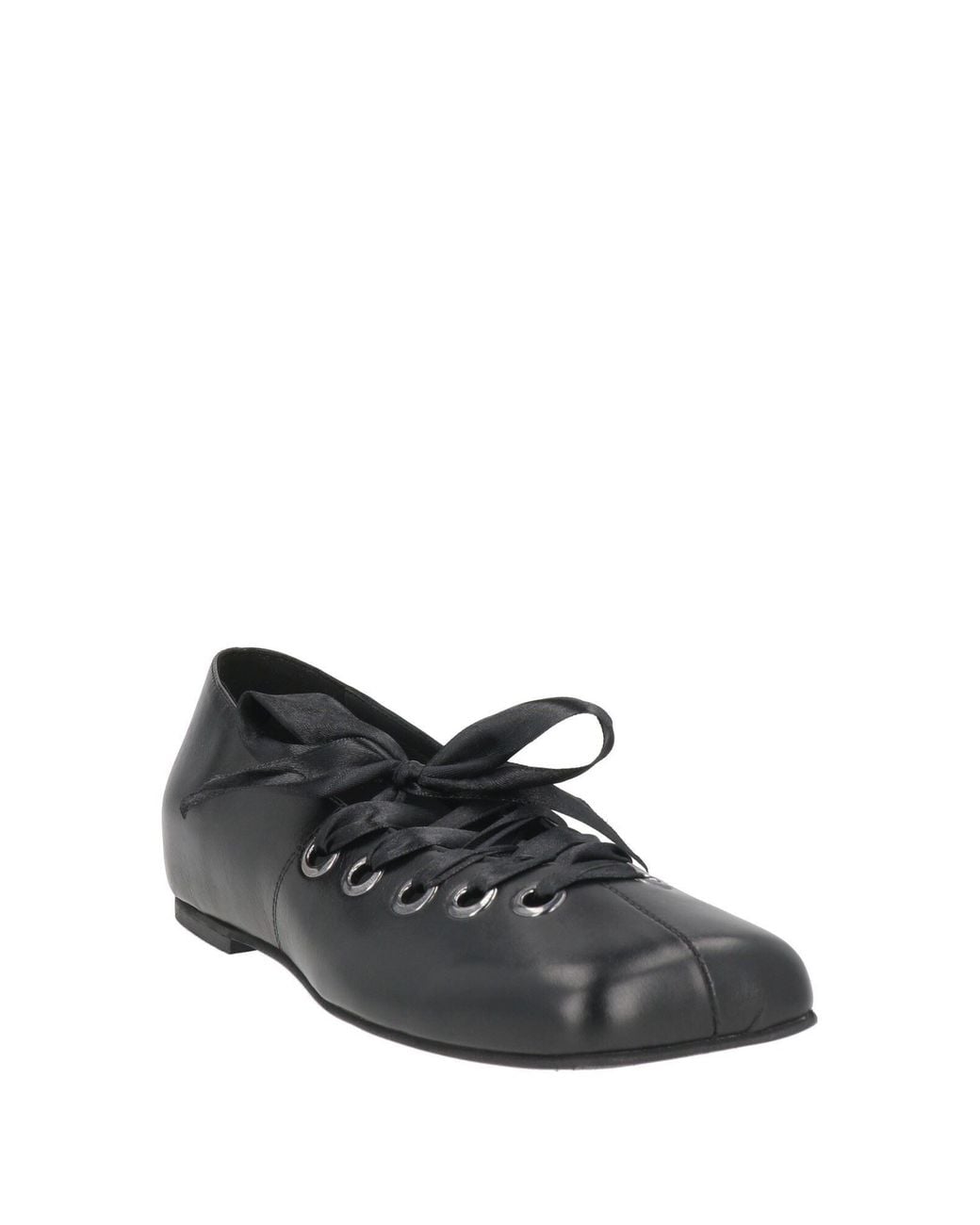 Poeve Gray Ballet Flats Leather