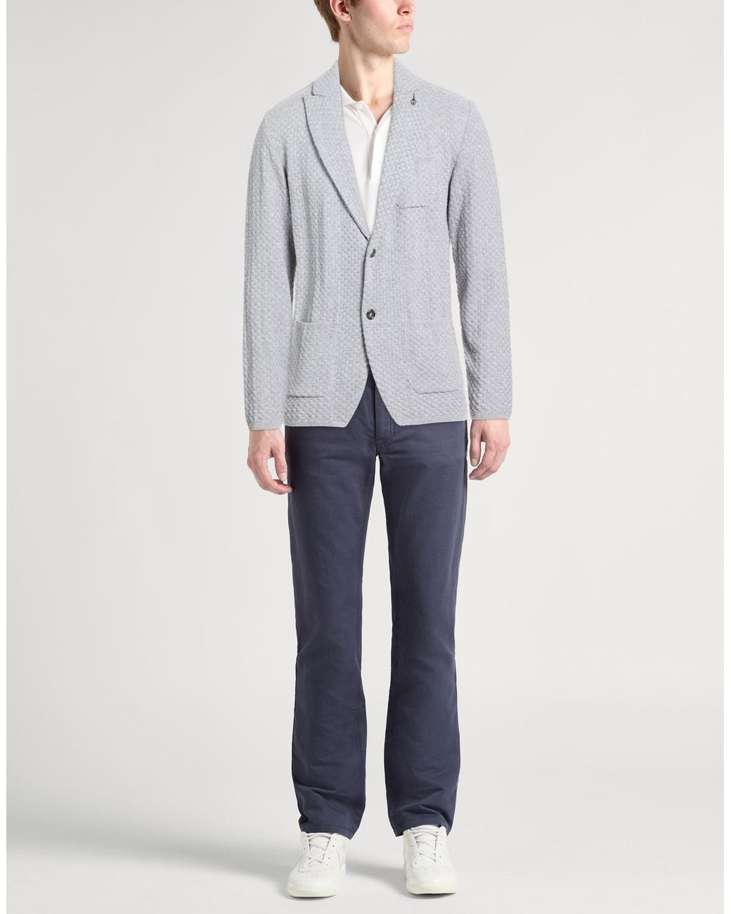 Paoloni Gray Blazer Cotton, Acrylic for men