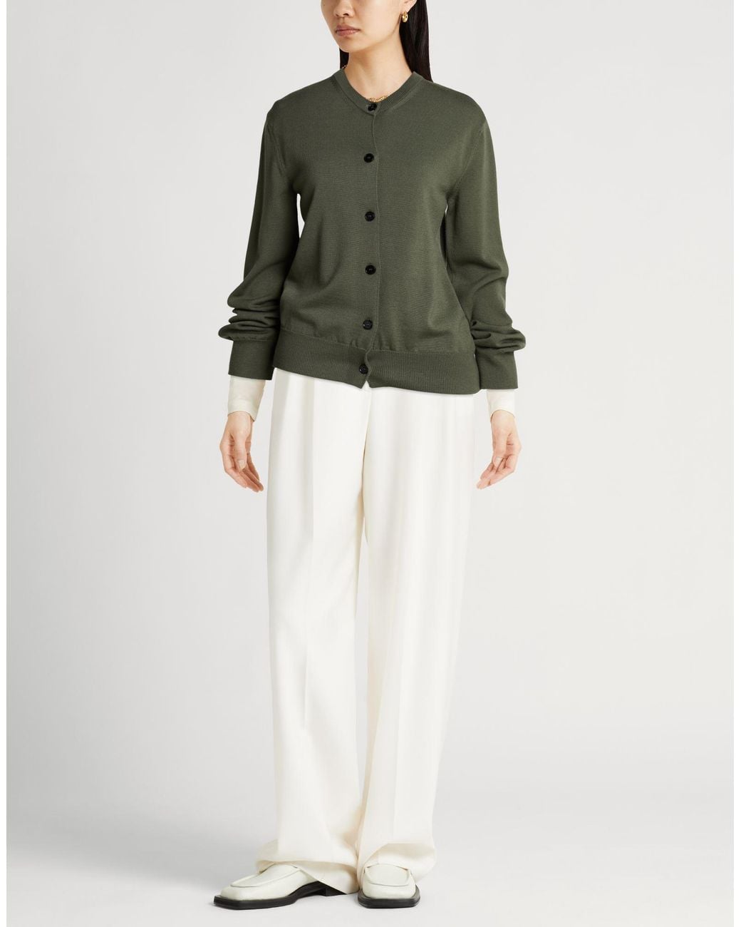 Jil Sander Green Cardigan Wool