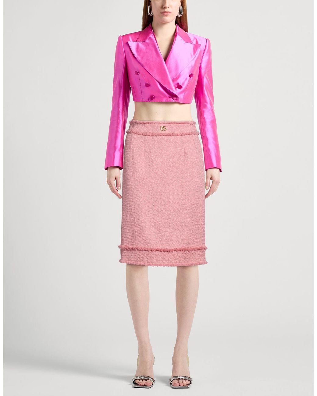 Dolce & Gabbana Pink Midi Skirt Virgin Wool, Viscose, Polyamide