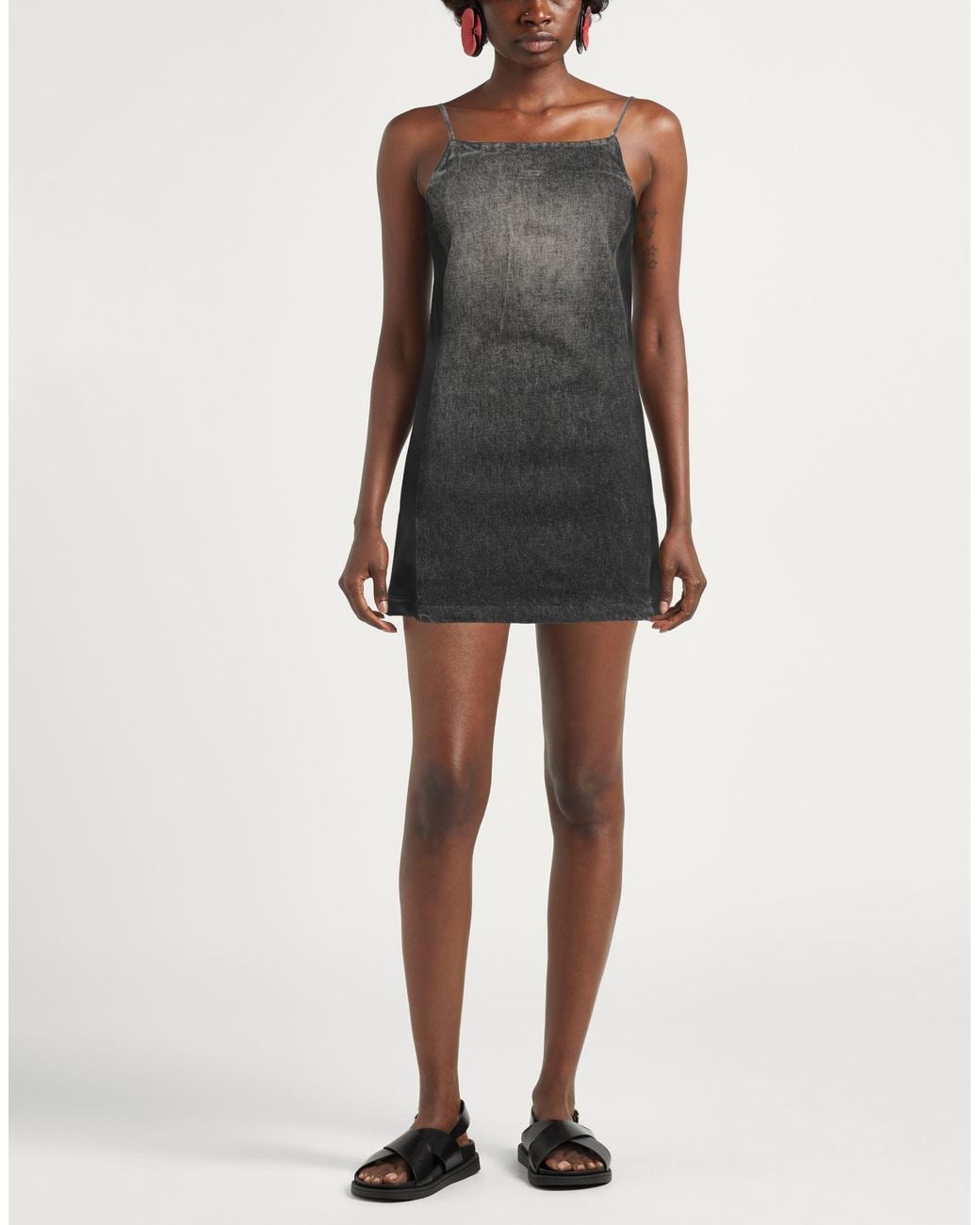 DIESEL Gray Mini Dress Cotton, Hemp