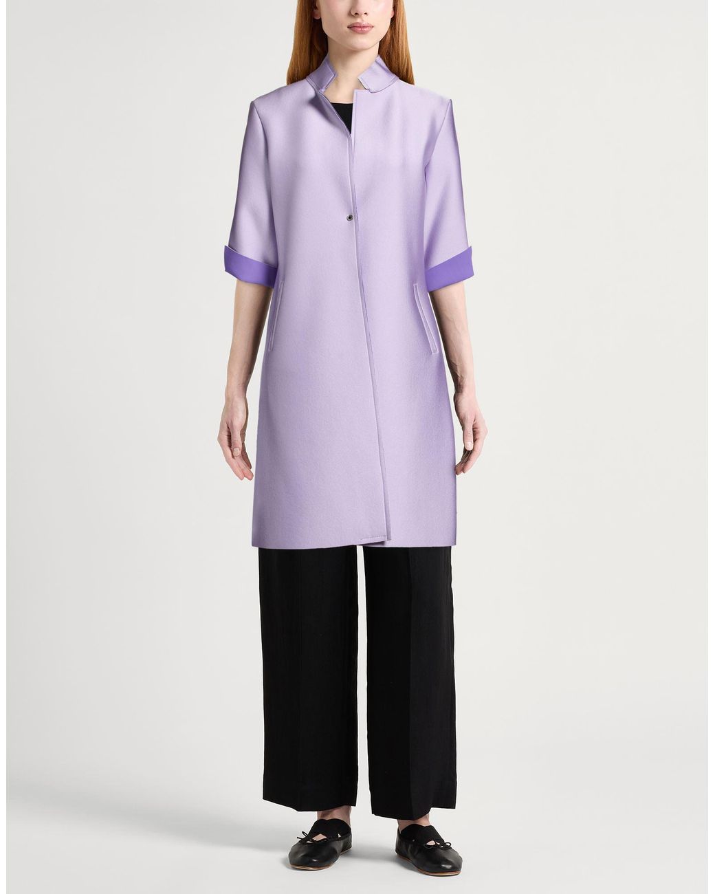 La Fille Des Fleurs Purple Overcoat & Trench Coat