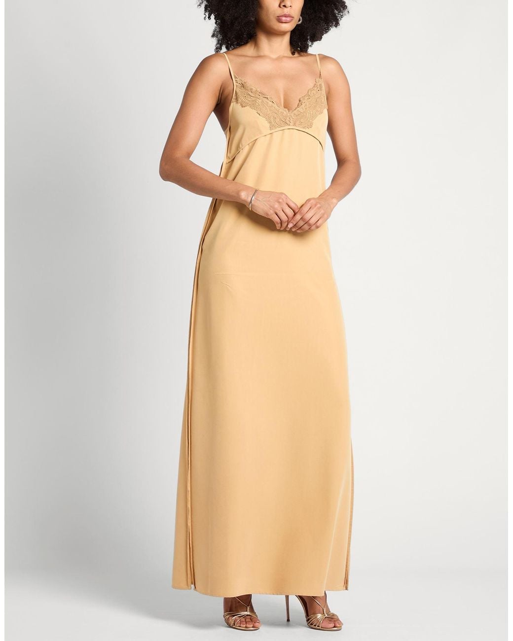 Alysi Natural Camel Maxi Dress Modal, Polyester