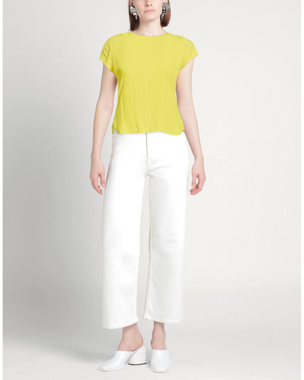 19.70 Nineteen Seventy Yellow Top Lyocell, Cotton, Acetate, Silk