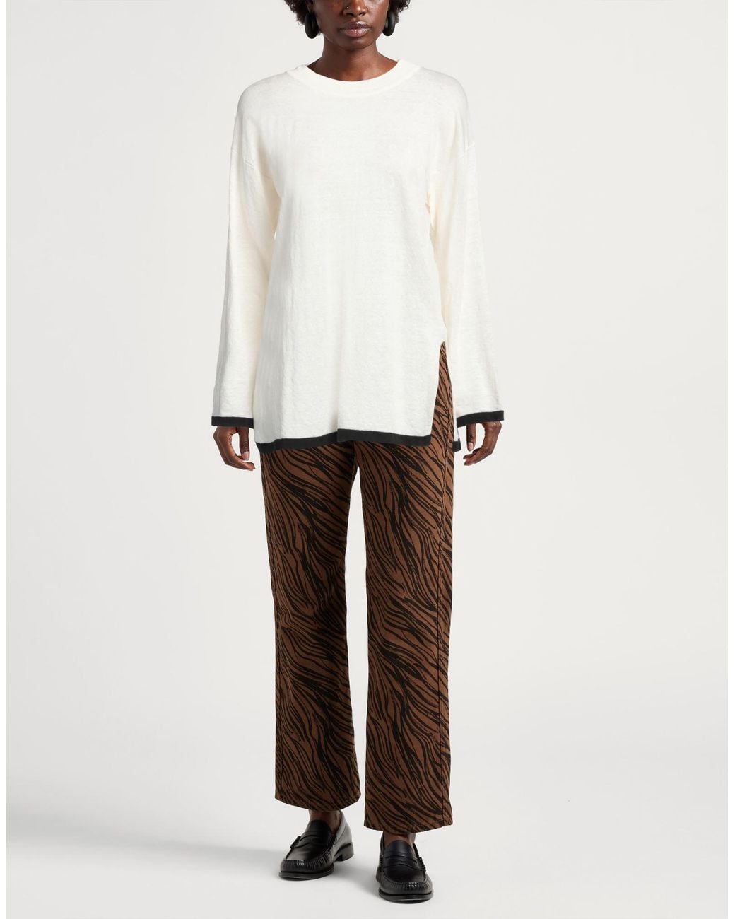 Alpha Studio White Sweater Linen, Cotton