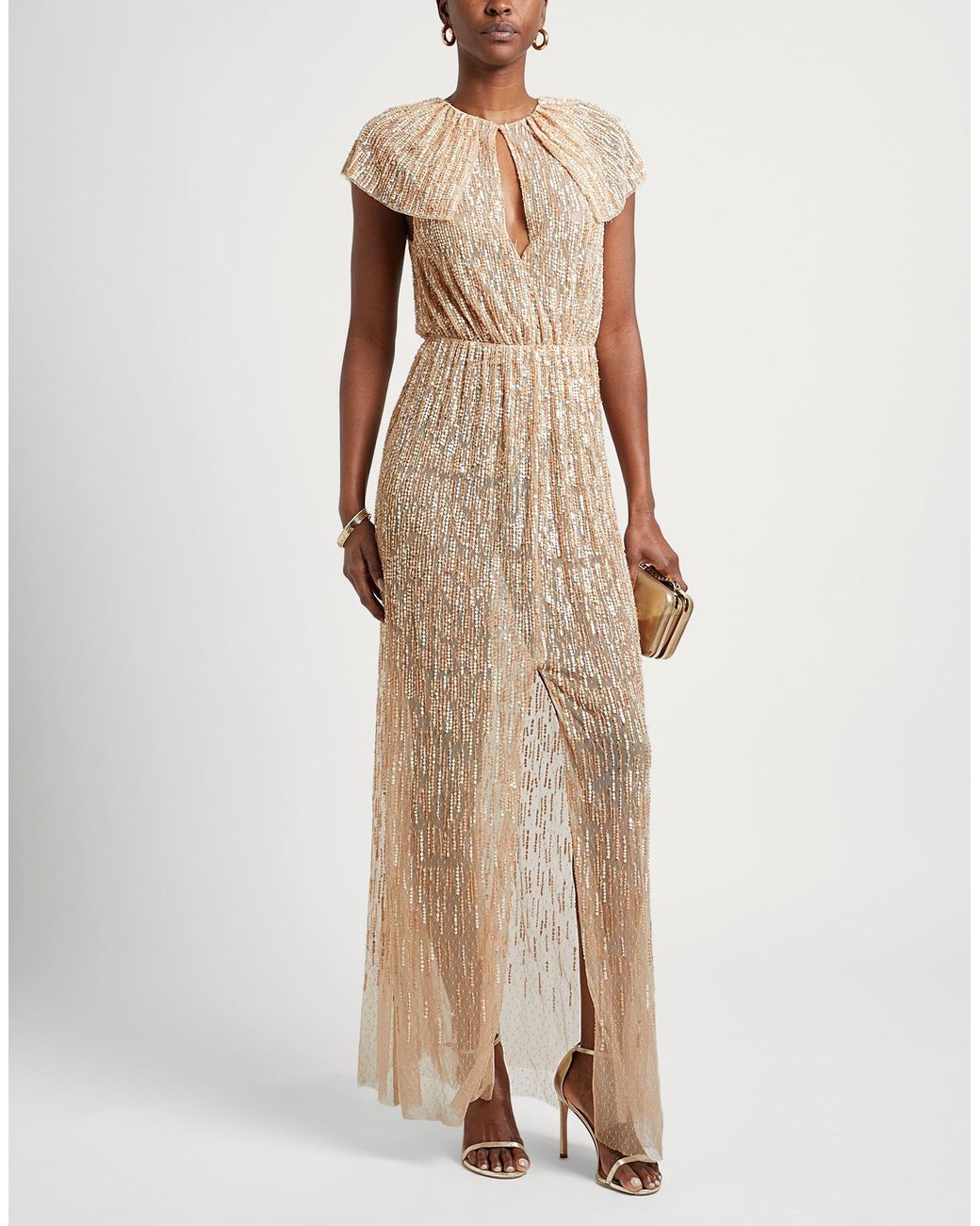 Elisabetta Franchi Natural Carpet Maxi Dress Polyamide