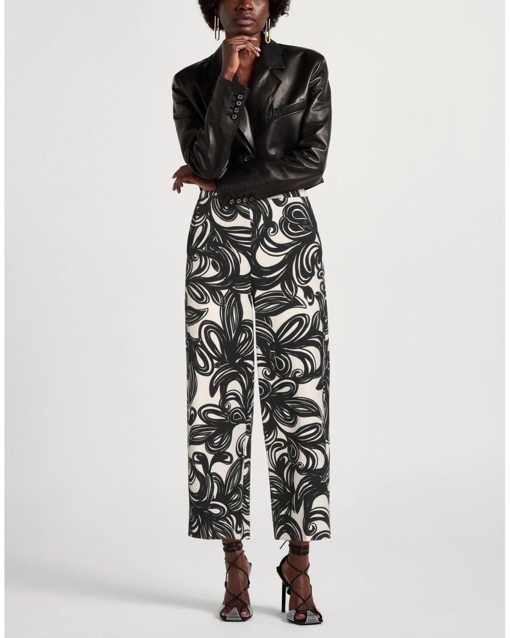 Marella Gray Pants Polyester, Elastane