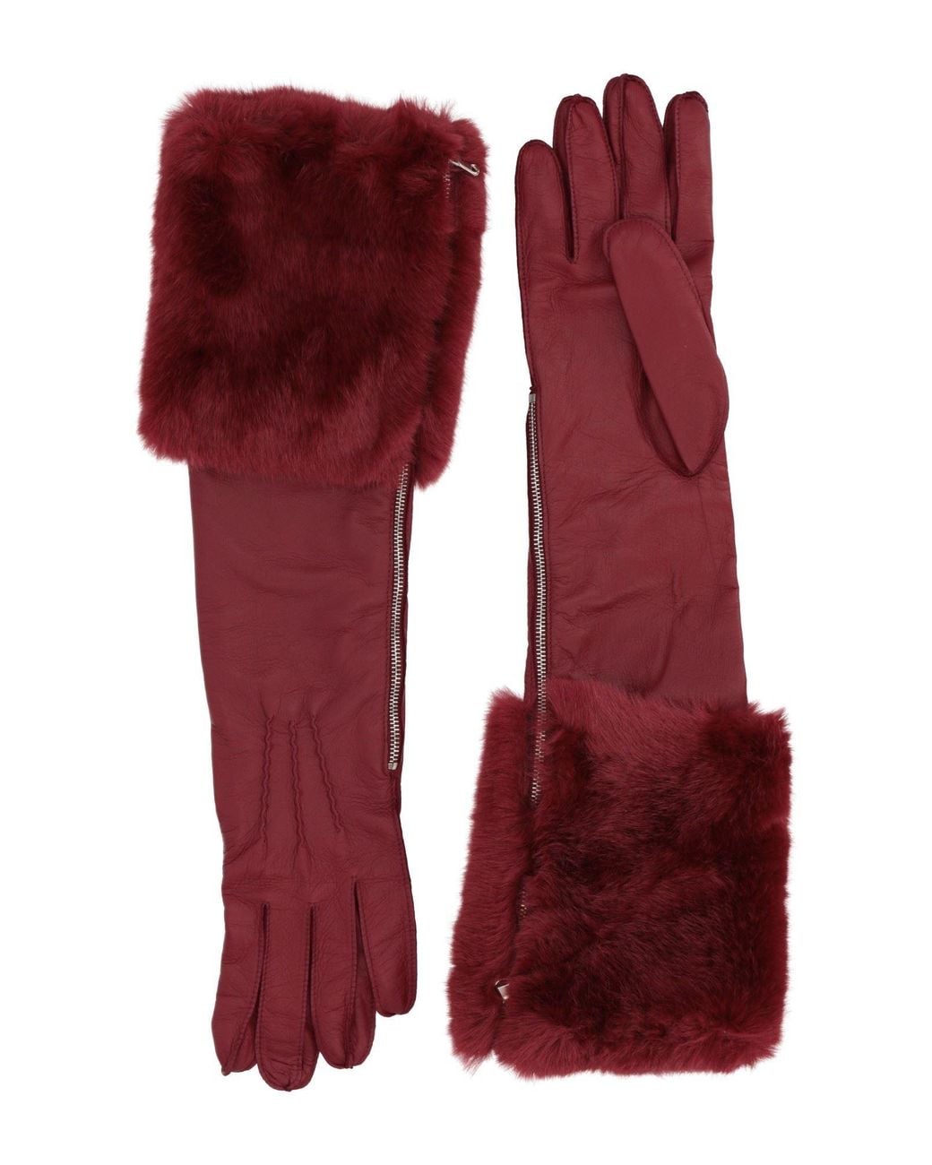 Alberta Ferretti Red Gloves Leather