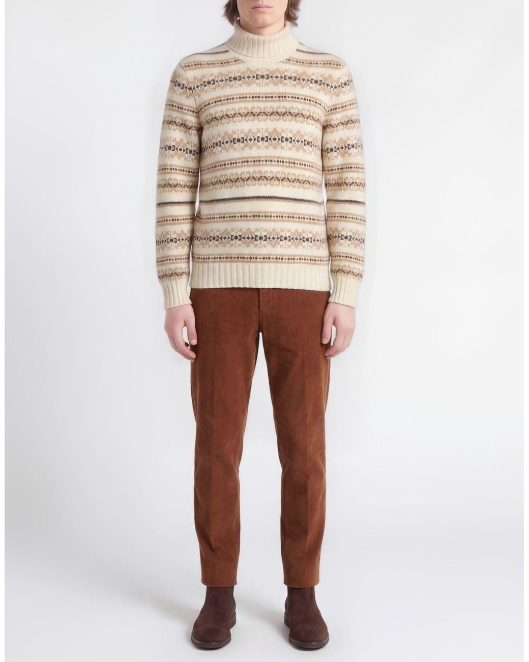 Gran Sasso Natural Cream Turtleneck Virgin Wool, Polyamide for men