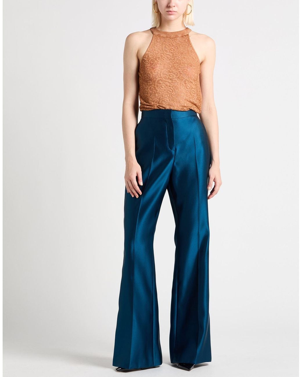 Fendi Blue Pants Silk