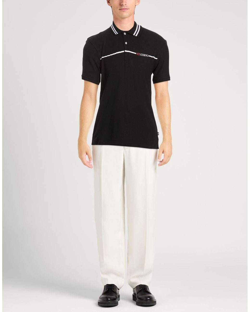 Ice Iceberg Black Polo Shirt Cotton for men