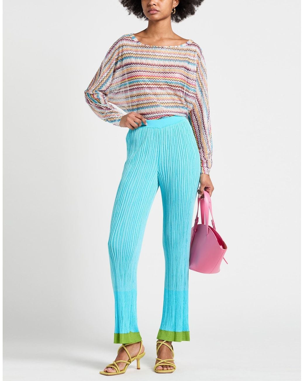 Missoni Blue Pants Viscose, Cotton, Polyamide