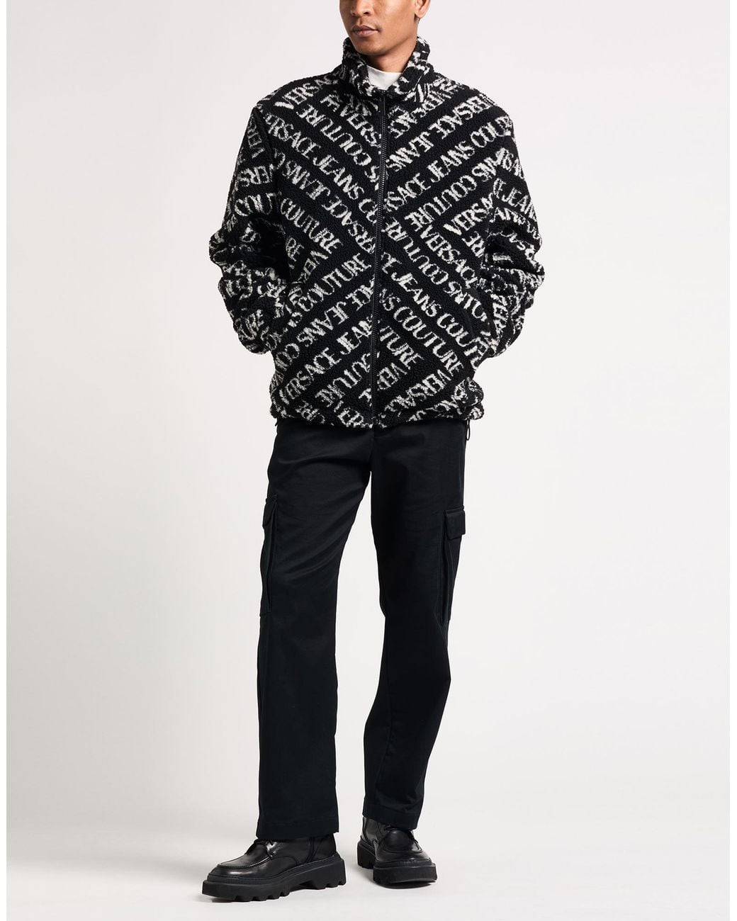 Versace Jeans Couture Black Jacket Polyester, Acrylic for men