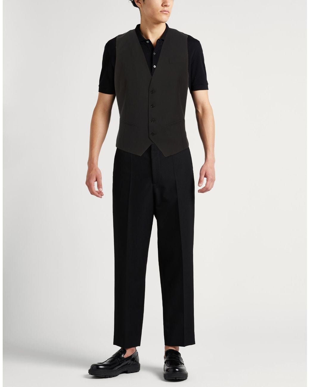 Daniele Alessandrini Black Tailored Vest Polyester, Viscose for men
