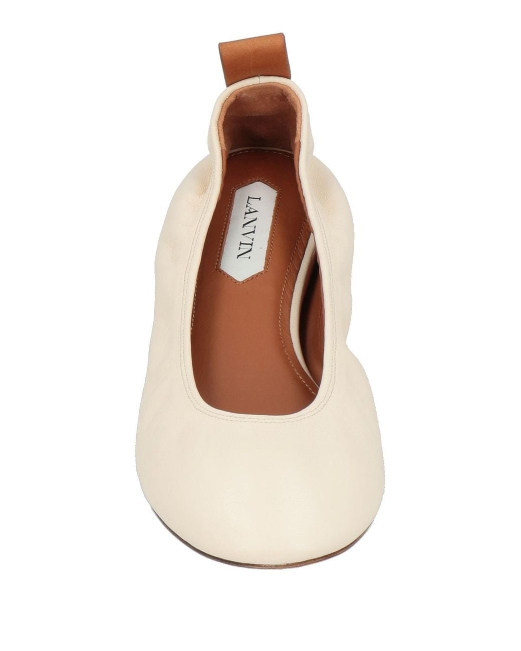 Lanvin White Cream Ballet Flats Lambskin, Calfskin