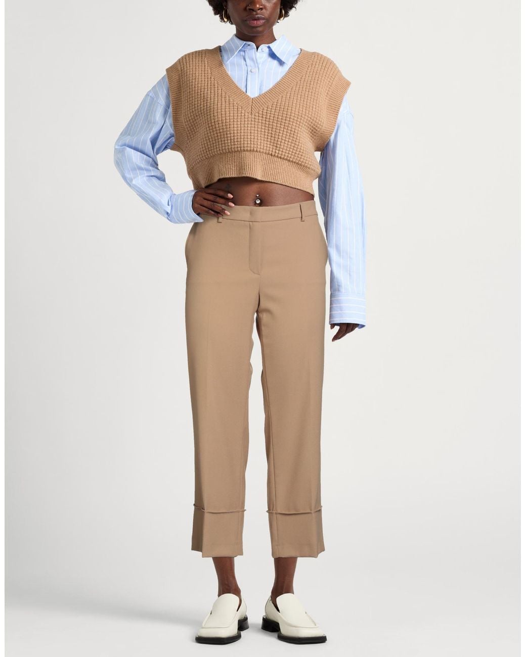 Seductive Natural Pants Polyester, Viscose, Elastane