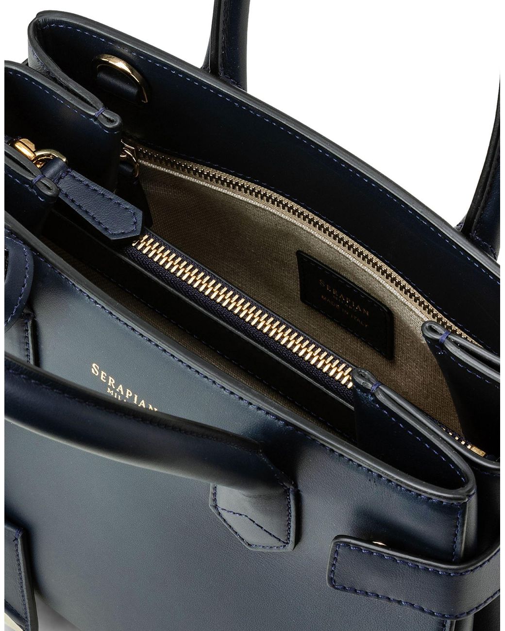 Serapian Blue Midnight Handbag Leather
