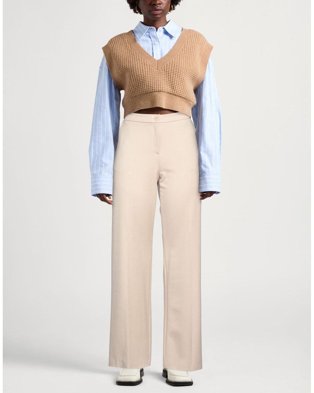 Elena Miro Natural Pants Polyester, Viscose, Wool, Elastane