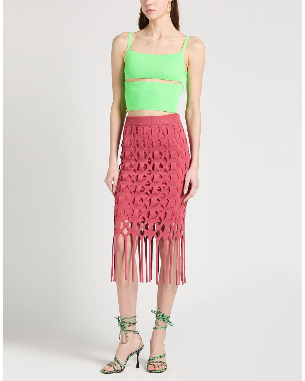 Pinko Red Midi Skirt