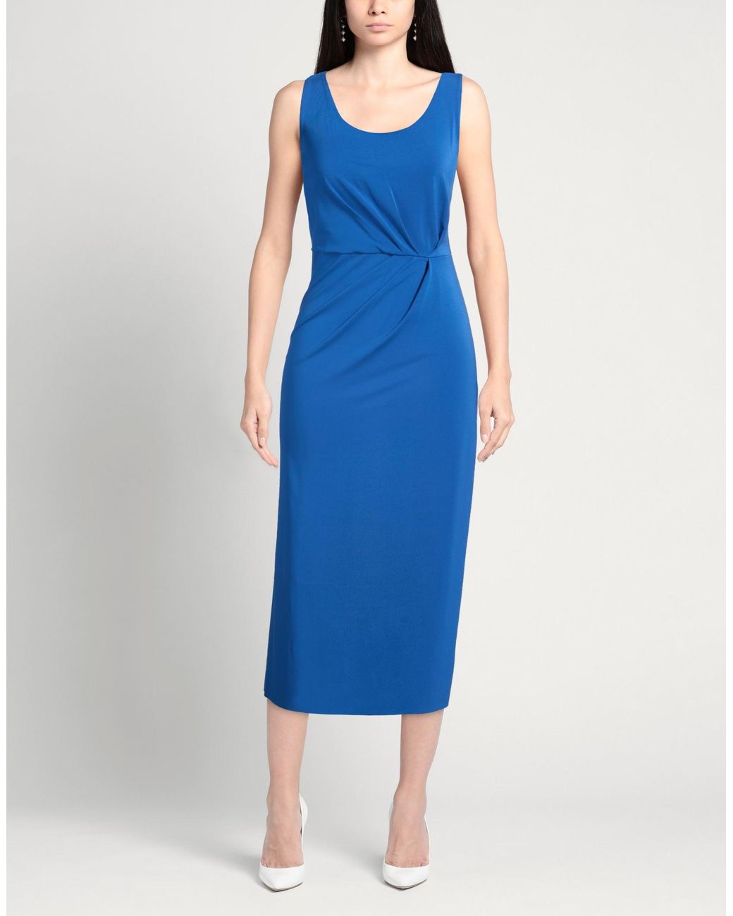 Kaos Blue Midi Dress Acetate, Polyamide, Elastane