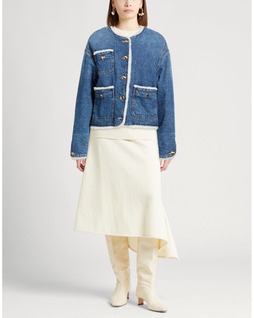 Sandro Blue Denim Outerwear Cotton, Polyester, Acrylic