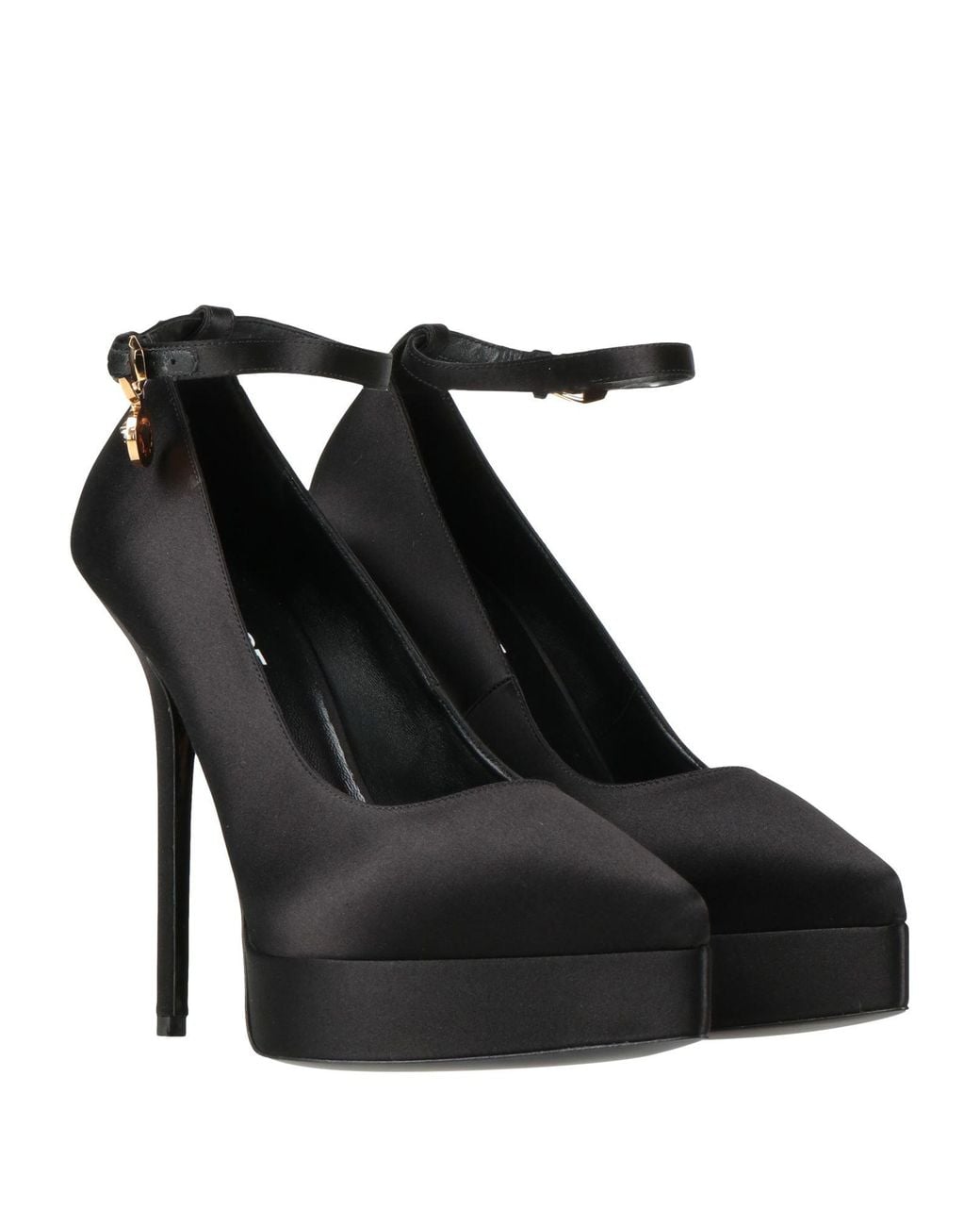Versace Black Pumps Leather, Textile Fibers