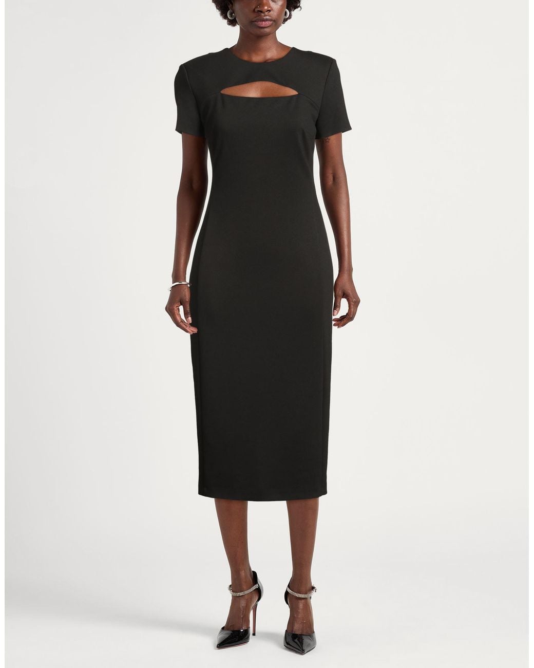 HUGO Black Midi Dress Polyester, Viscose, Elastane
