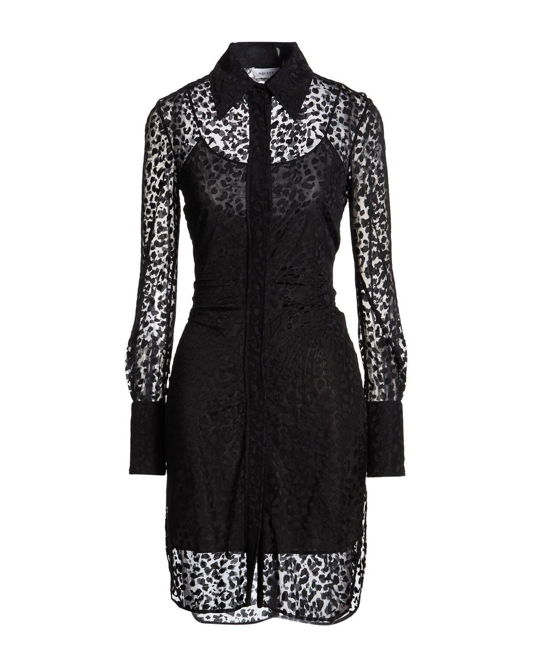 McQueen Black Mini Dress Viscose, Polyamide