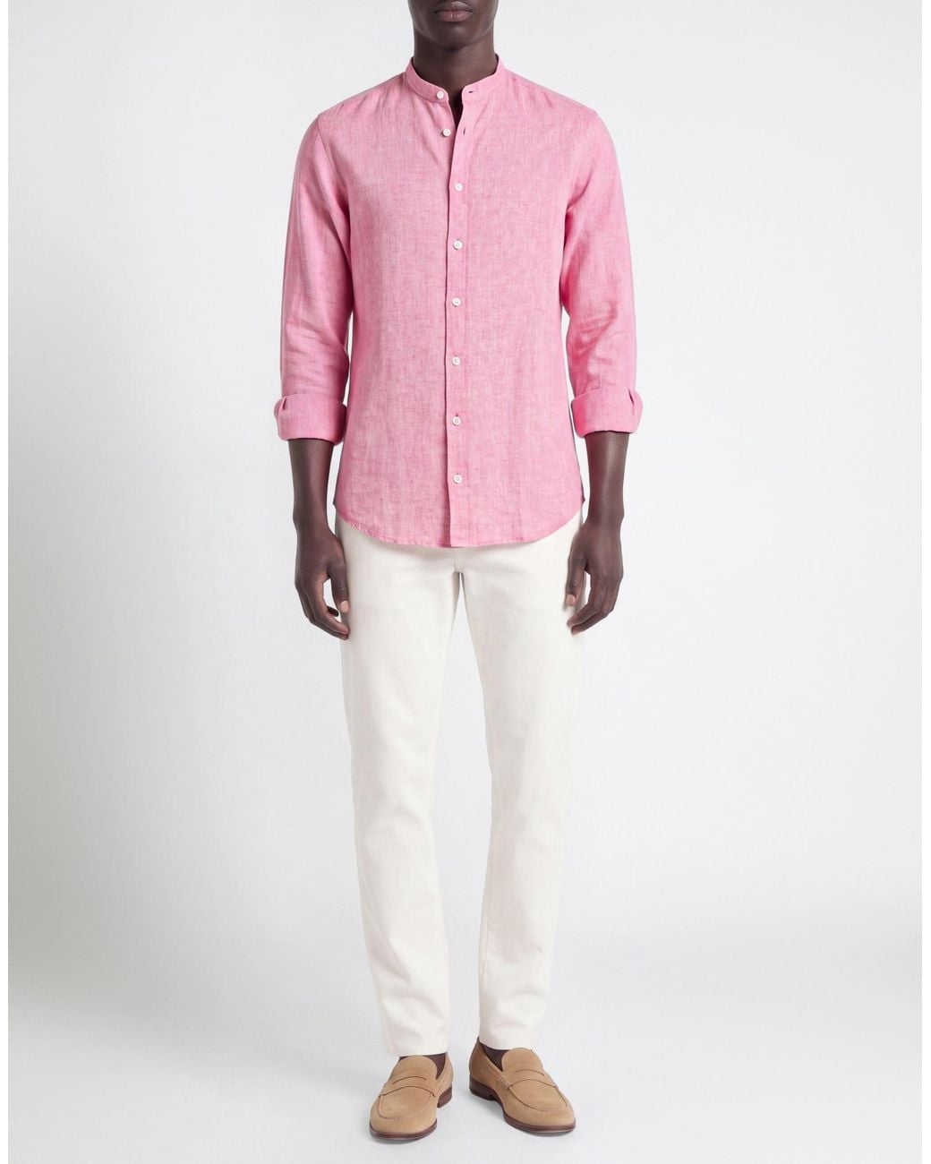 BASTONCINO Pink Shirt Linen, Cotton for men