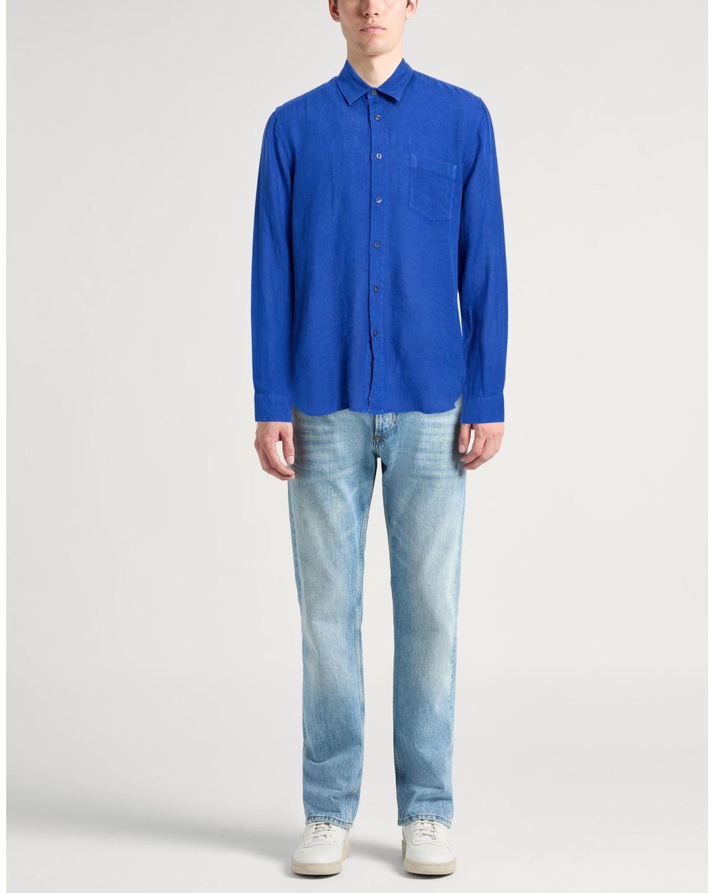 120% Lino Blue Shirts for men