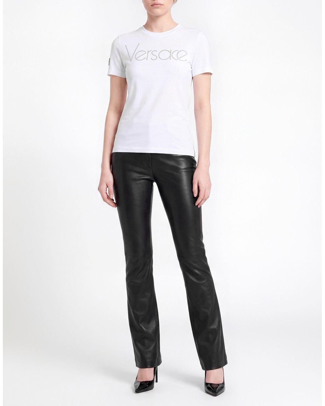 Versace White T-Shirt Cotton, Elastane, Glass