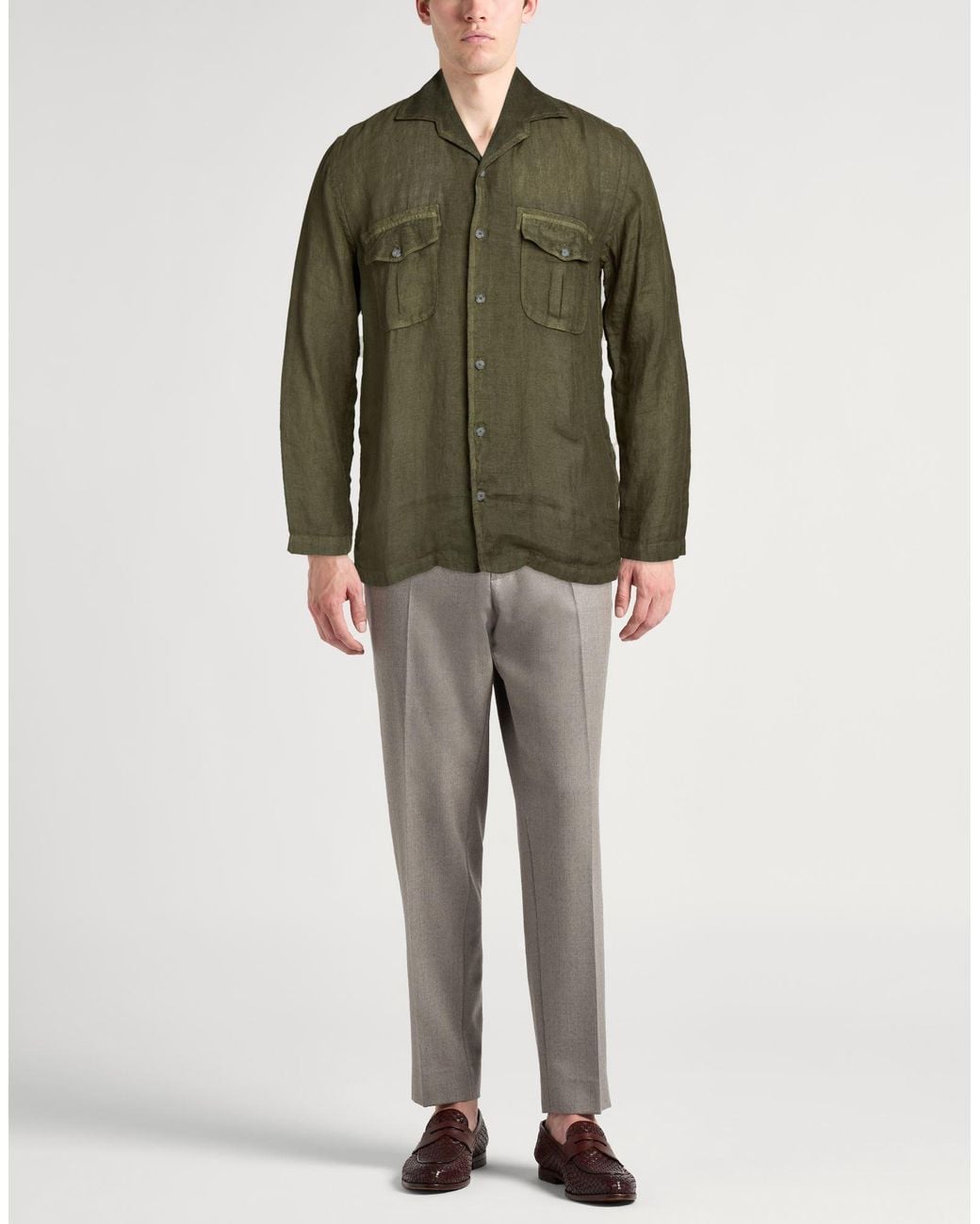 120% Lino Green Shirts for men