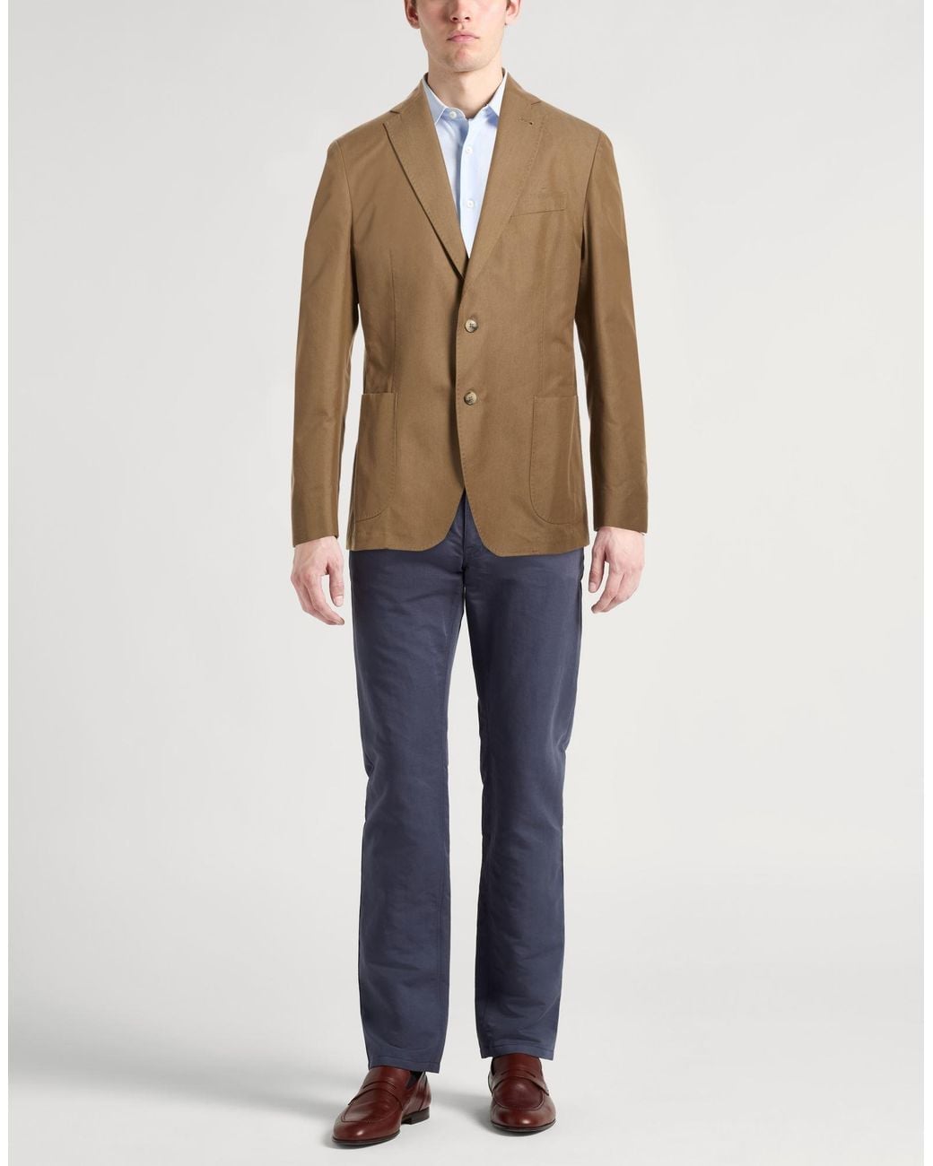 Tombolini Brown Blazer Cotton, Silk for men