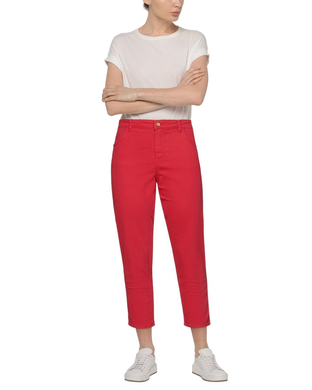 Manila Grace Red Denim Trousers