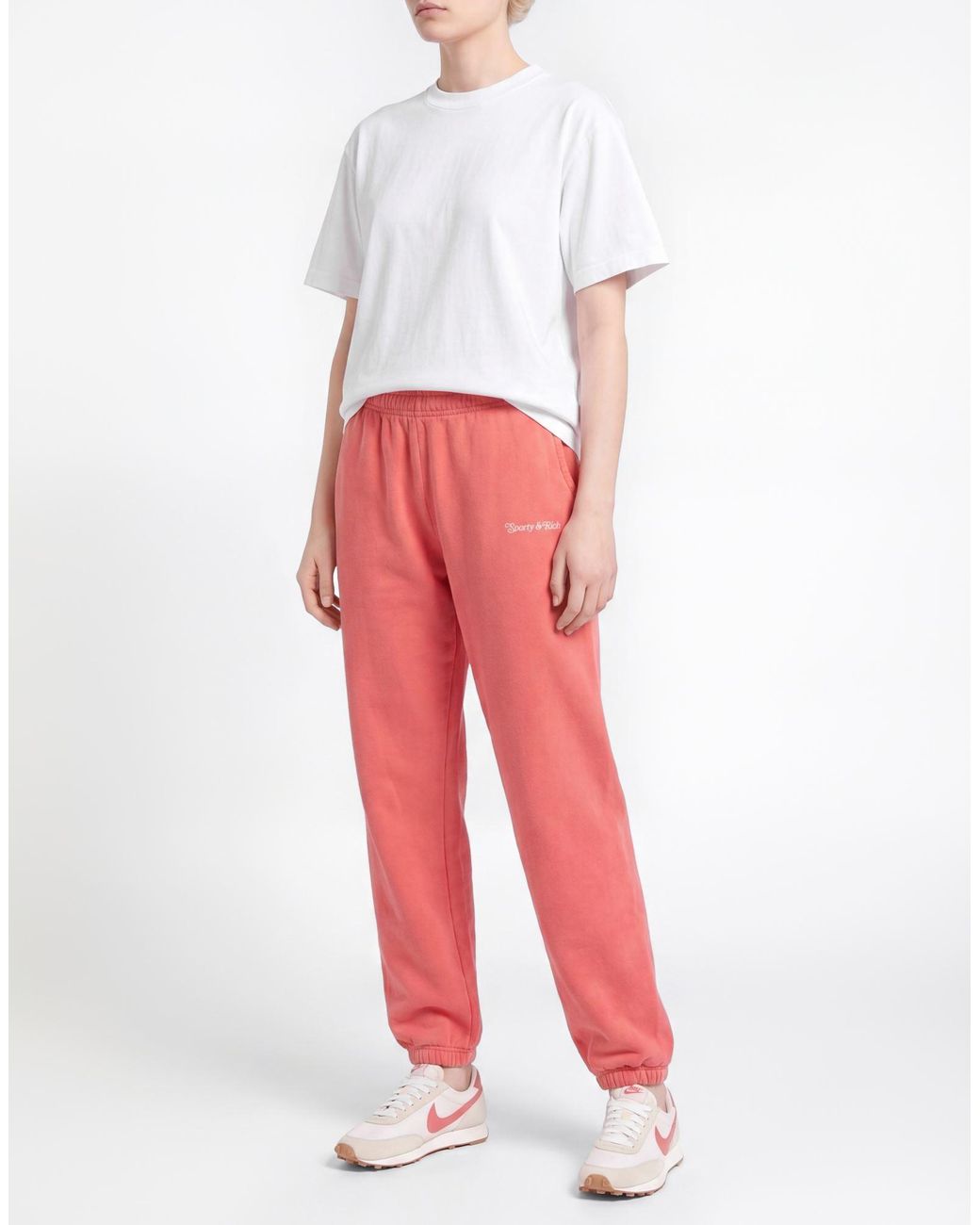 Sporty & Rich Red Coral Pants Cotton