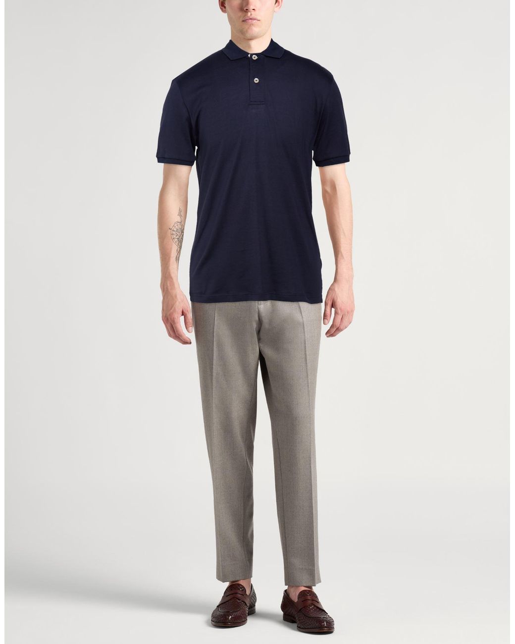 Eleventy Blue Midnight Polo Shirt Cotton for men
