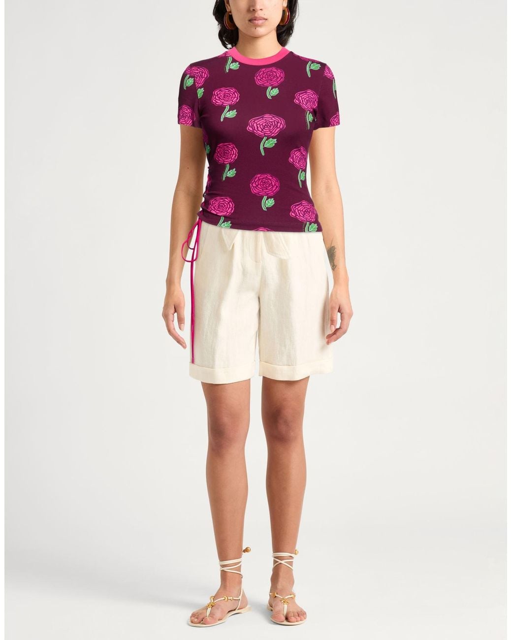 Versace Jeans Couture Purple Plum T-Shirt Cotton, Elastane