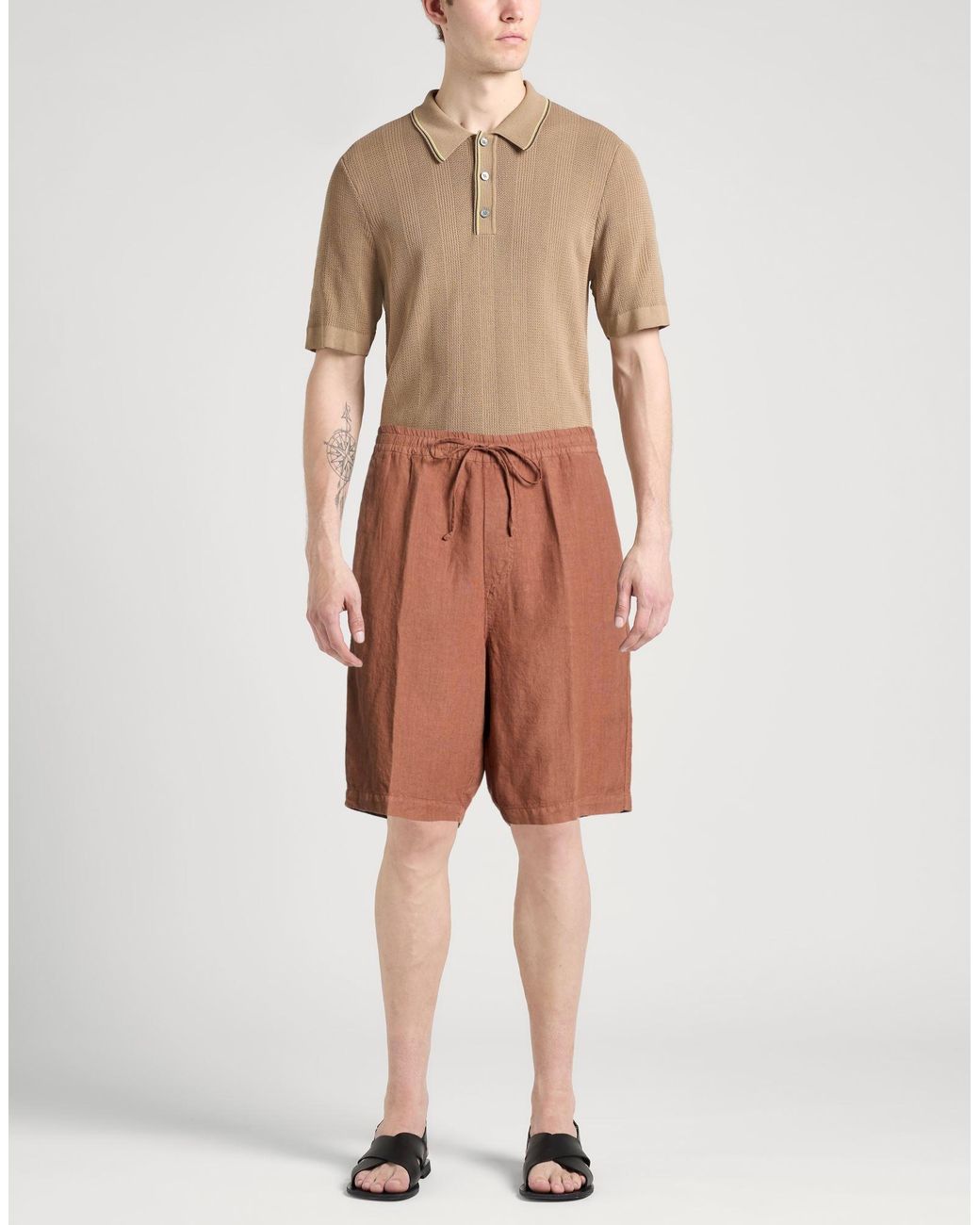 120% Lino Brown Shorts & Bermuda Shorts for men