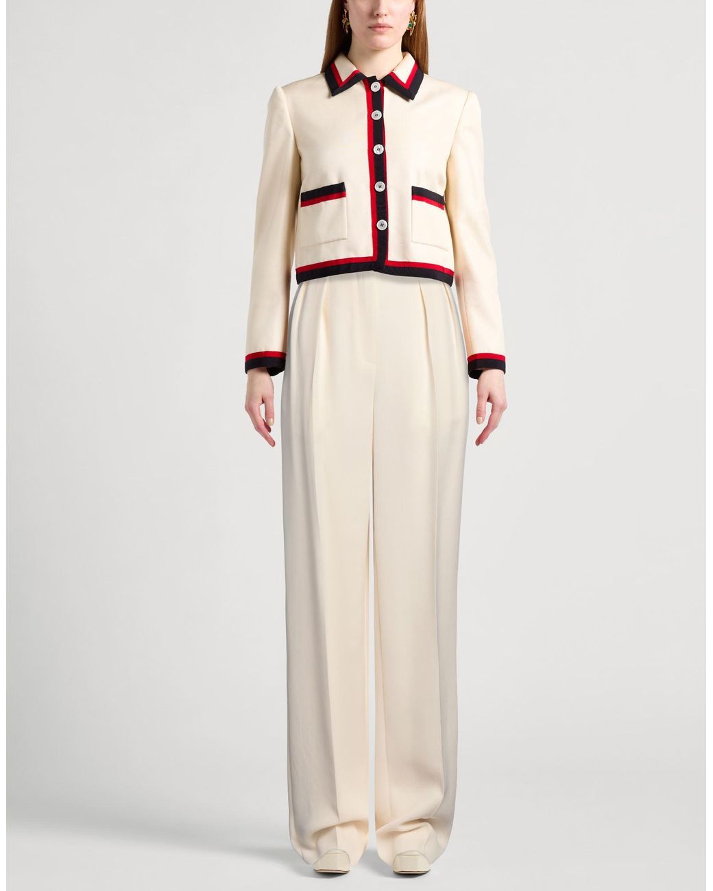 Rochas White Ivory Pants Silk