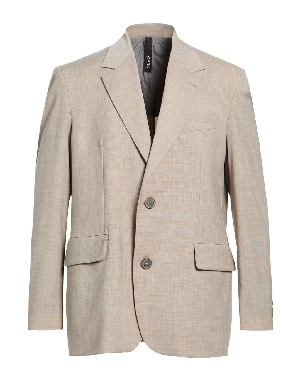 Hevò Natural Taupe Blazer Polyester, Wool, Elastane for men