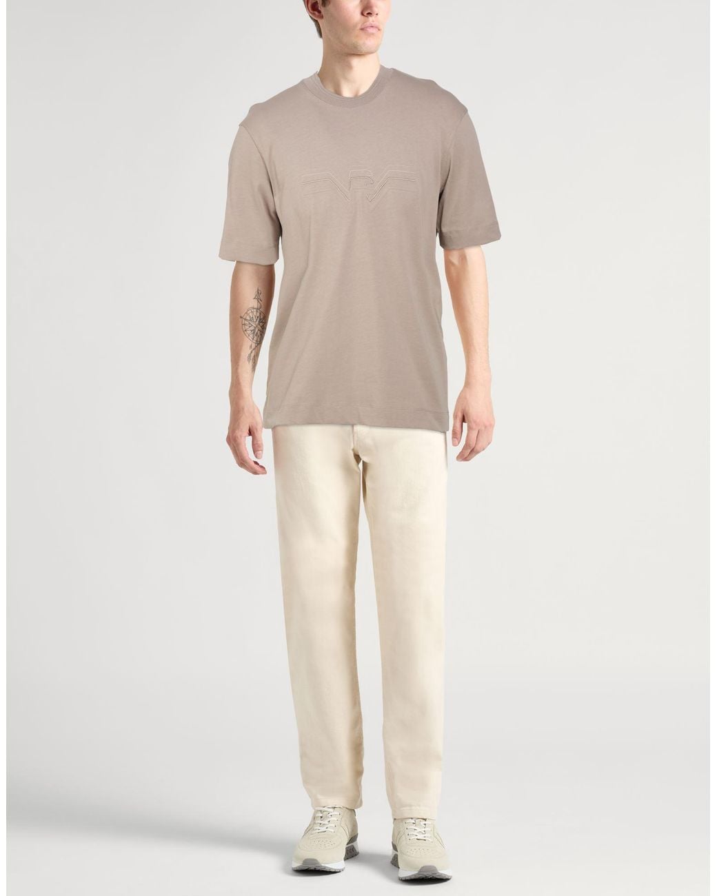 Emporio Armani Natural Khaki T-Shirt Cotton for men