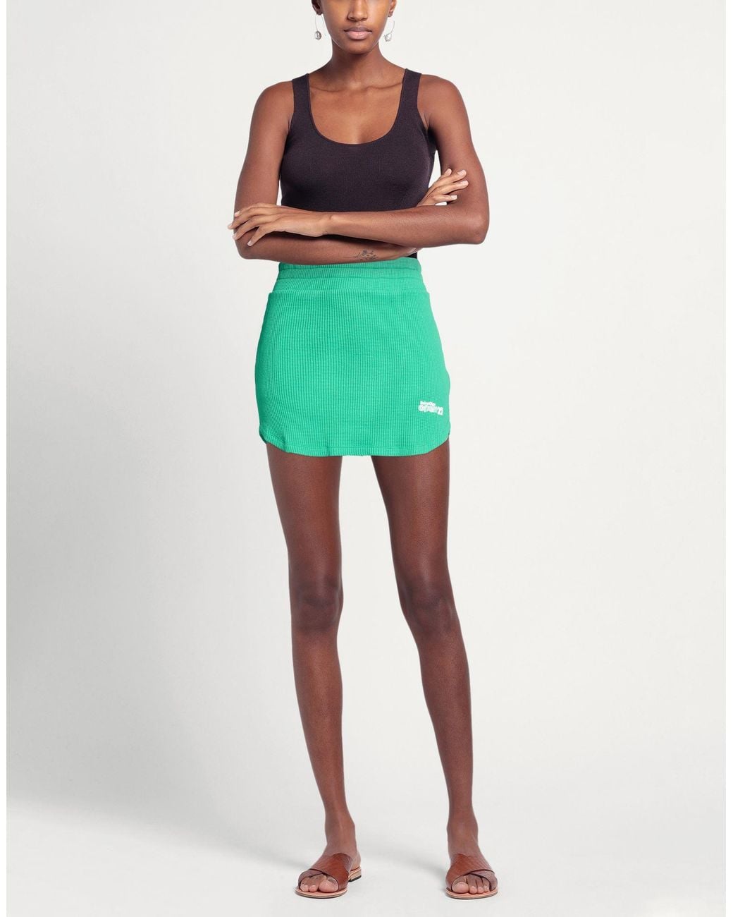 Reina Olga Green Mini Skirt Cotton