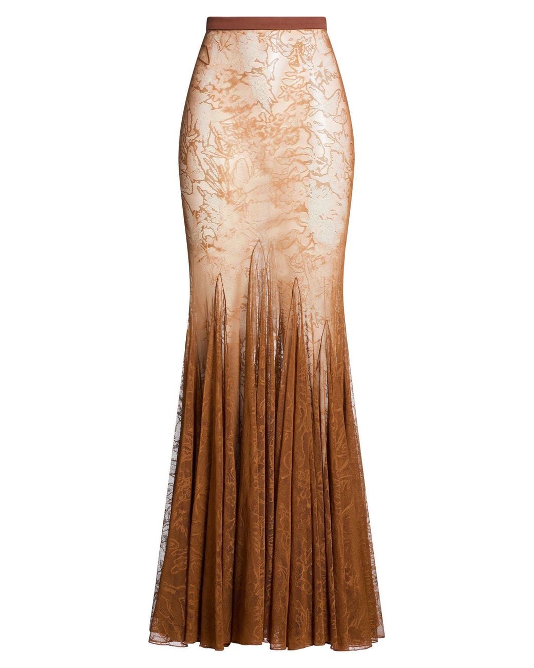 David Koma Brown Maxi Skirt Nylon, Elastane