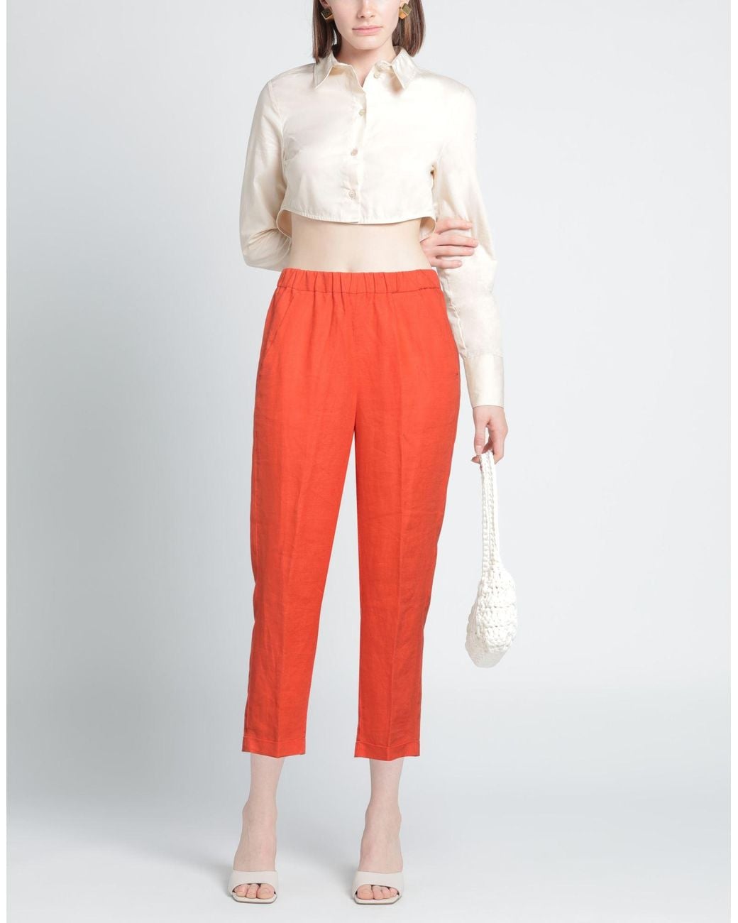19.70 Nineteen Seventy Red Pants Linen