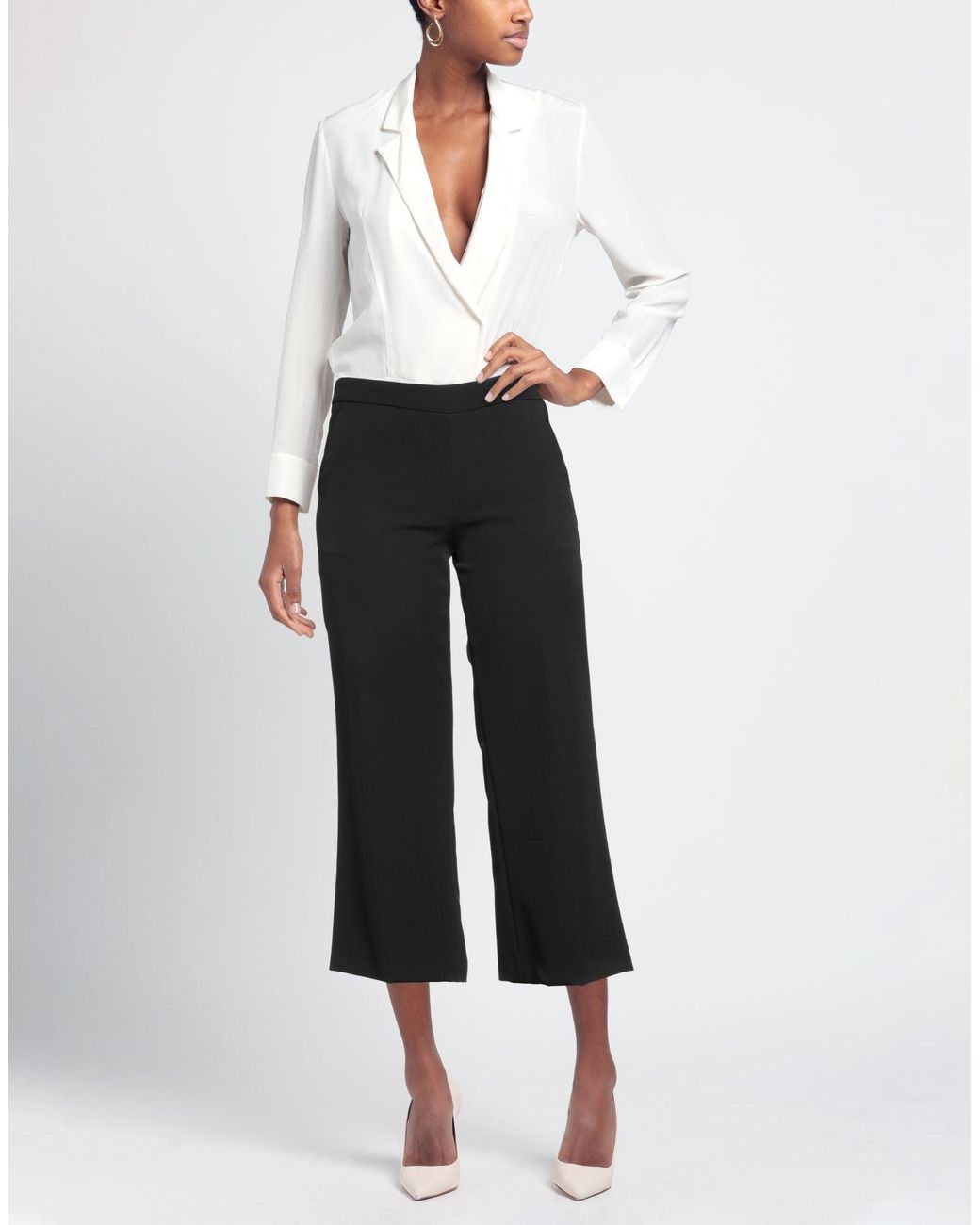 Rose' A Pois Black Pants Polyester, Elastane