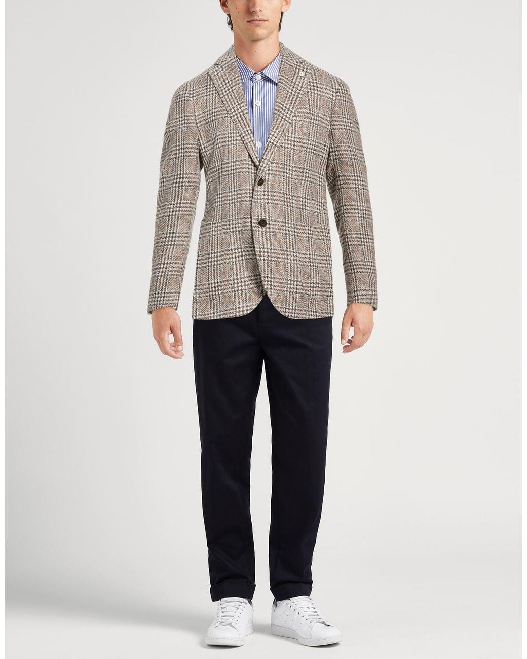 L.b.m. 1911 Brown Blazer Cotton, Linen, Acrylic, Nylon for men