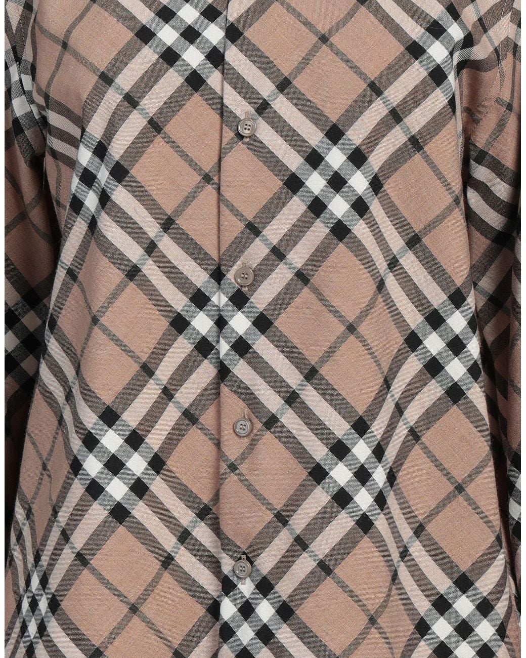 Burberry Gray Camel Shirt Polyester, Wool