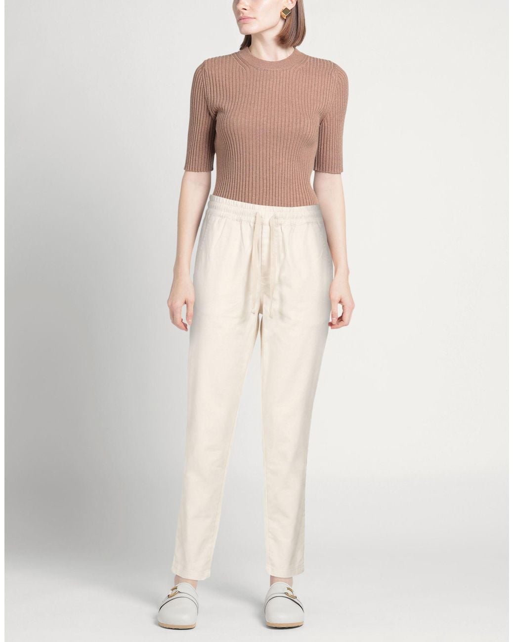 White Wise Natural Pants Cotton, Elastane