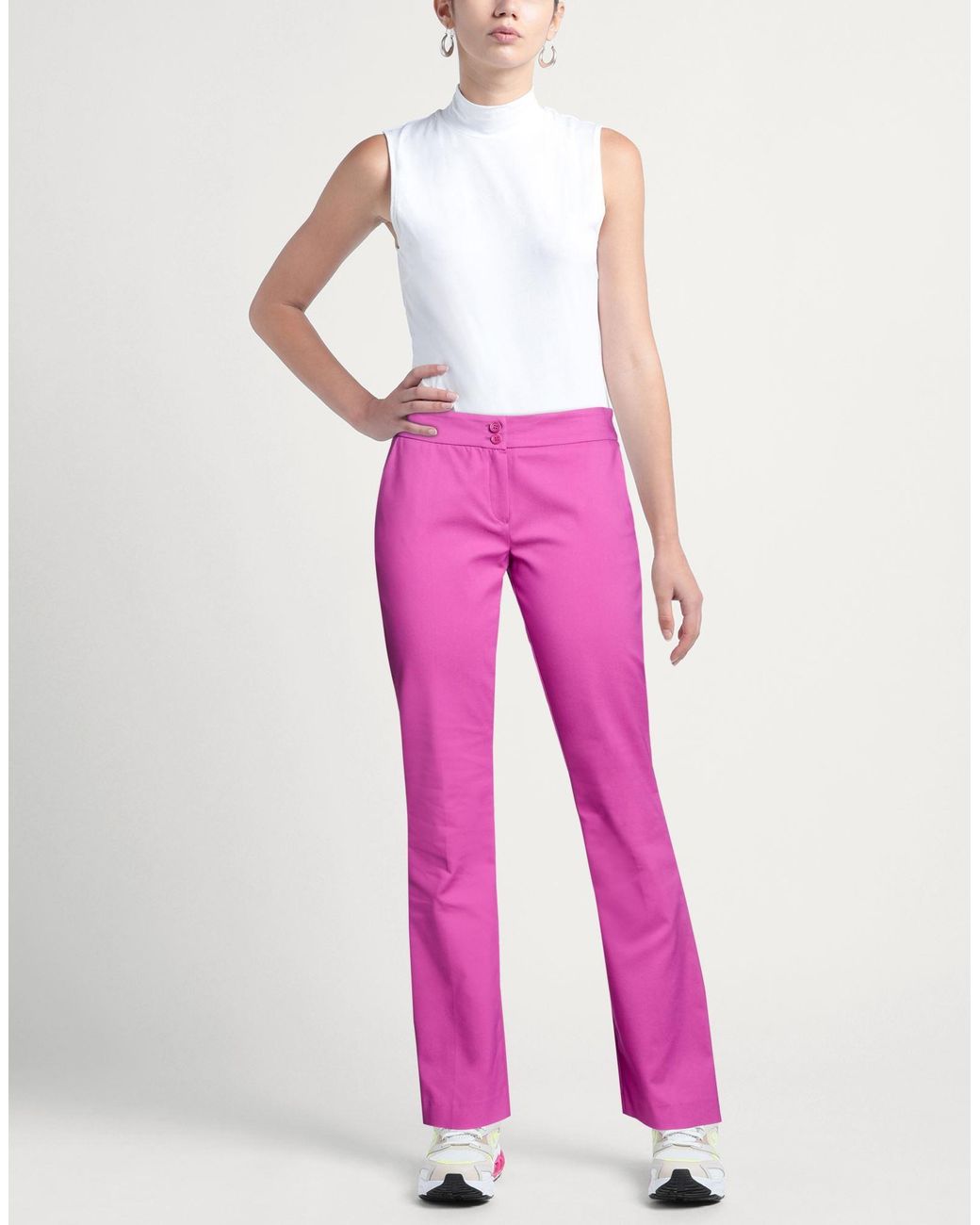 Compagnia Italiana Pink Mauve Pants Cotton, Polyester, Rubber
